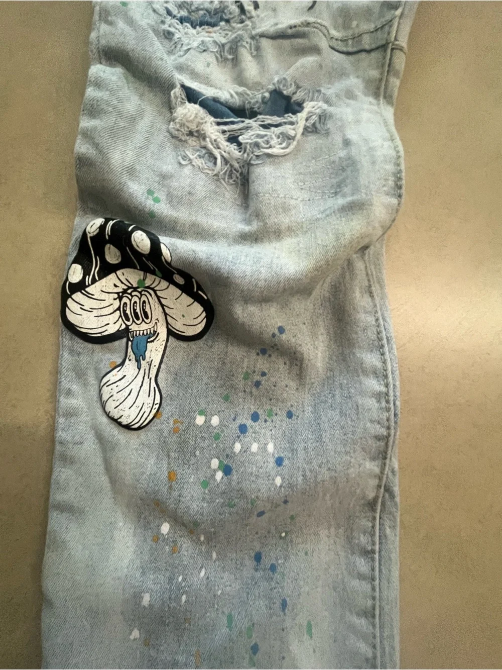 Smoke Rise “Peace & Harmony” Embroidered Distressed Jeans 38x32